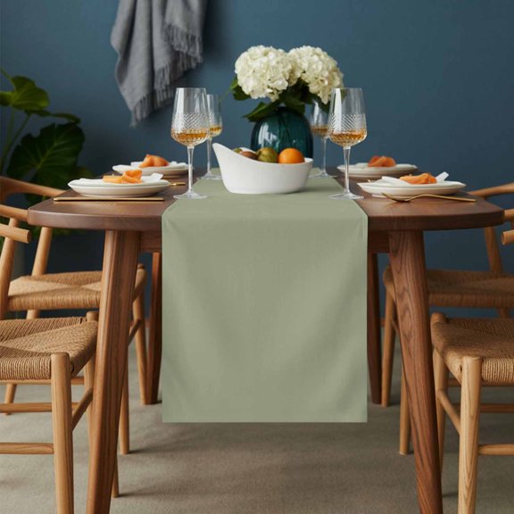 Vintage Green Graze Pattern Table Runner-36 Inch Long Monochrome Table Runners Linen Burlap Tablerunner for Kitchen Dining Room Holiday Party