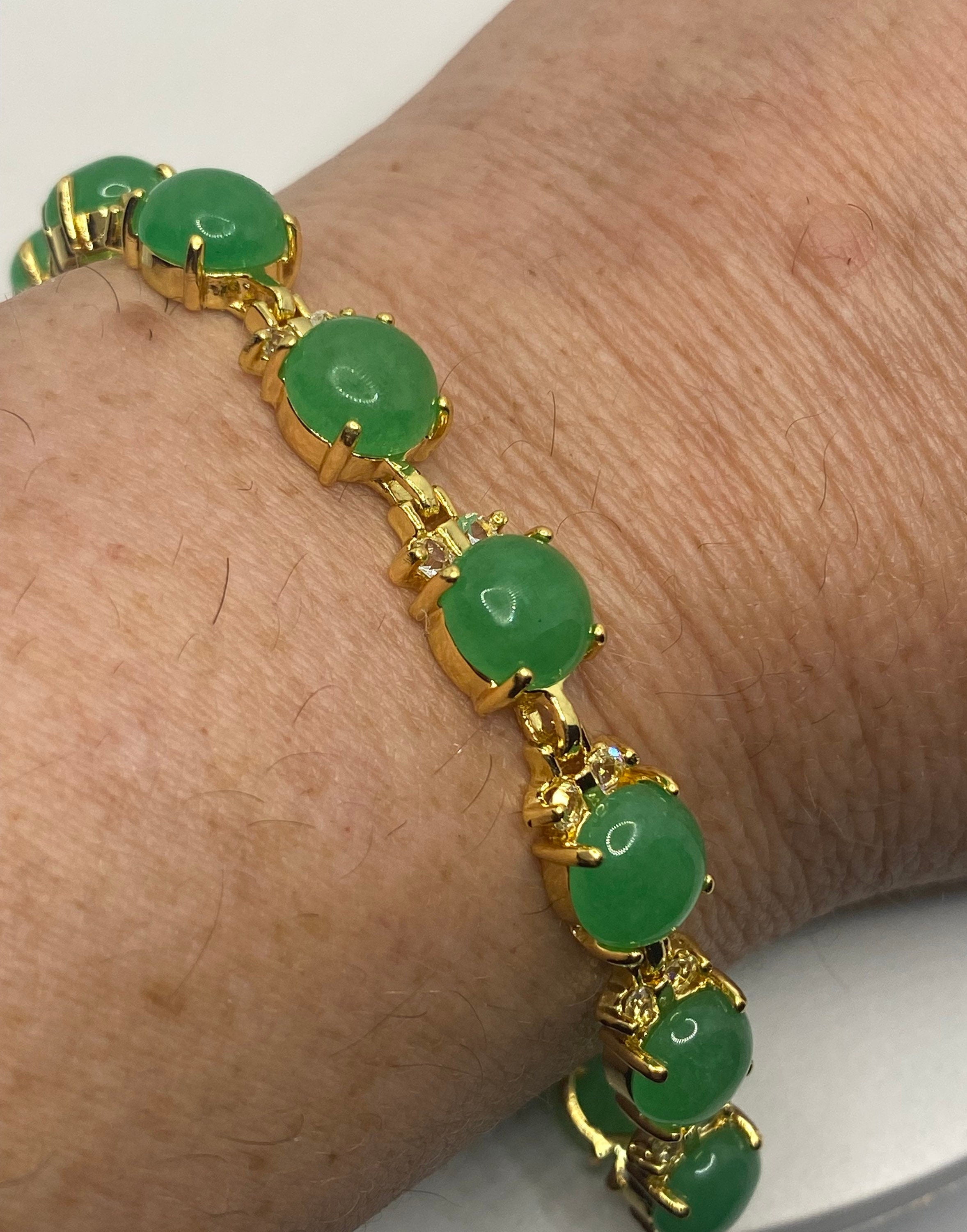 Vintage Green Jade Bracelet Golden Bronze - Walmart.com