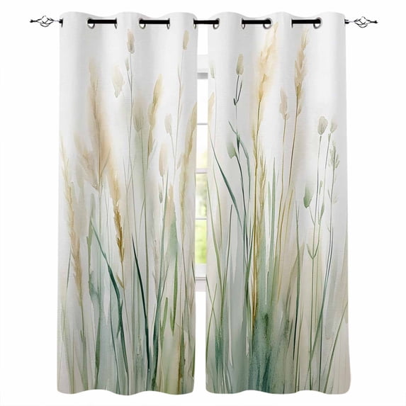 Vintage Green Leaf Blackout Curtains for Bedroom/Living Room, Thermal Insulated Kitchen Curtains, Spring Country Retro Botanical Grommet Darkening Window Treatment Drapes 27.5"x39"x2