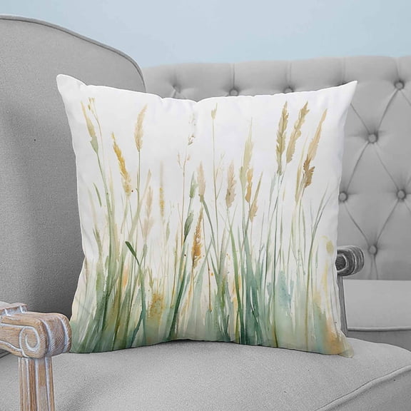 Vintage Green Leaf Decorative Pillowcase 24''x24'', Spring Country Watercolor Plant Throw Pillow Covers Soft Cushion Case for Couch Sofa Bedroom Living Room, Pillowcase Boho Decor