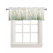 Vintage Green Leaf Kitchen Valances for Windows Farmhouse Linen Window Valance Curtain for Living Room Window Treatment Spring Country Retro Botanical Valance Rod Pocket Topper Drape, 42 x 12 Inch