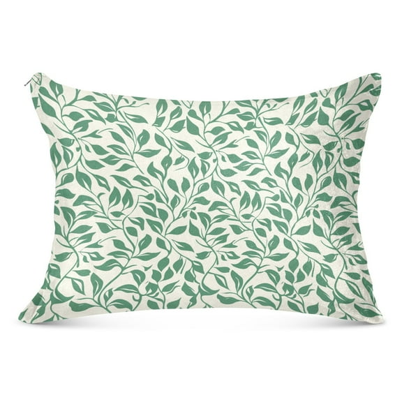 Vintage Green Leaves Plush Pillow Cases Standard Size Ultra Soft Warm Pillowcases with Zipper 20"x26"