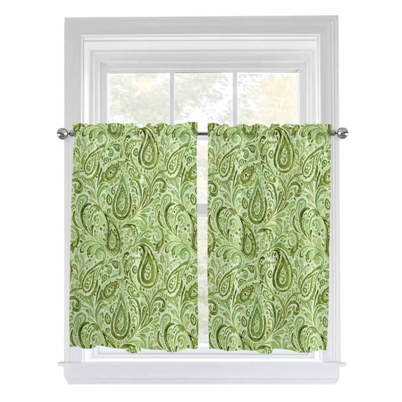 Vintage Green Living Room Curtains 2 Panel, Retro Botanical Abstract Art Cafe Window Treatment, Farmhouse Bedroom Bathroom Kitchen Curtains Drapes 104"x45"
