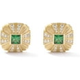 thumbnail image 1 of Vintage Green Nano Emerald Earrings for Women with Brushed Finish S925 Sterling Silver Princess Cut Gold Stud Earrings Elegant CZ Simulated Diamond Stud Earrings for Women, 1 of 7