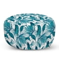 thumbnail image 1 of Vintage Green Pouf Cover with Zipper, Tropical Palm Tree Leaves with Negative Effect Background, Soft Decorative Fabric Unstuffed Case, 30" W X 17.3" L, Petrol Blue Aqua, by Ambesonne, 1 of 5