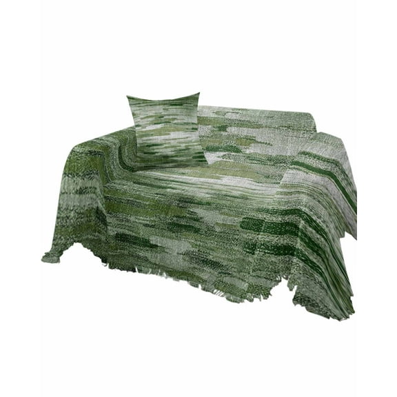Vintage Green Sofa Couch Covers for Dogs, Washable Sofa Throw Cover Single Slipcovers for Armchair with Tassels, Modern Geometric Abstract Art Couch Protector Towel Blanket M 71''x91''