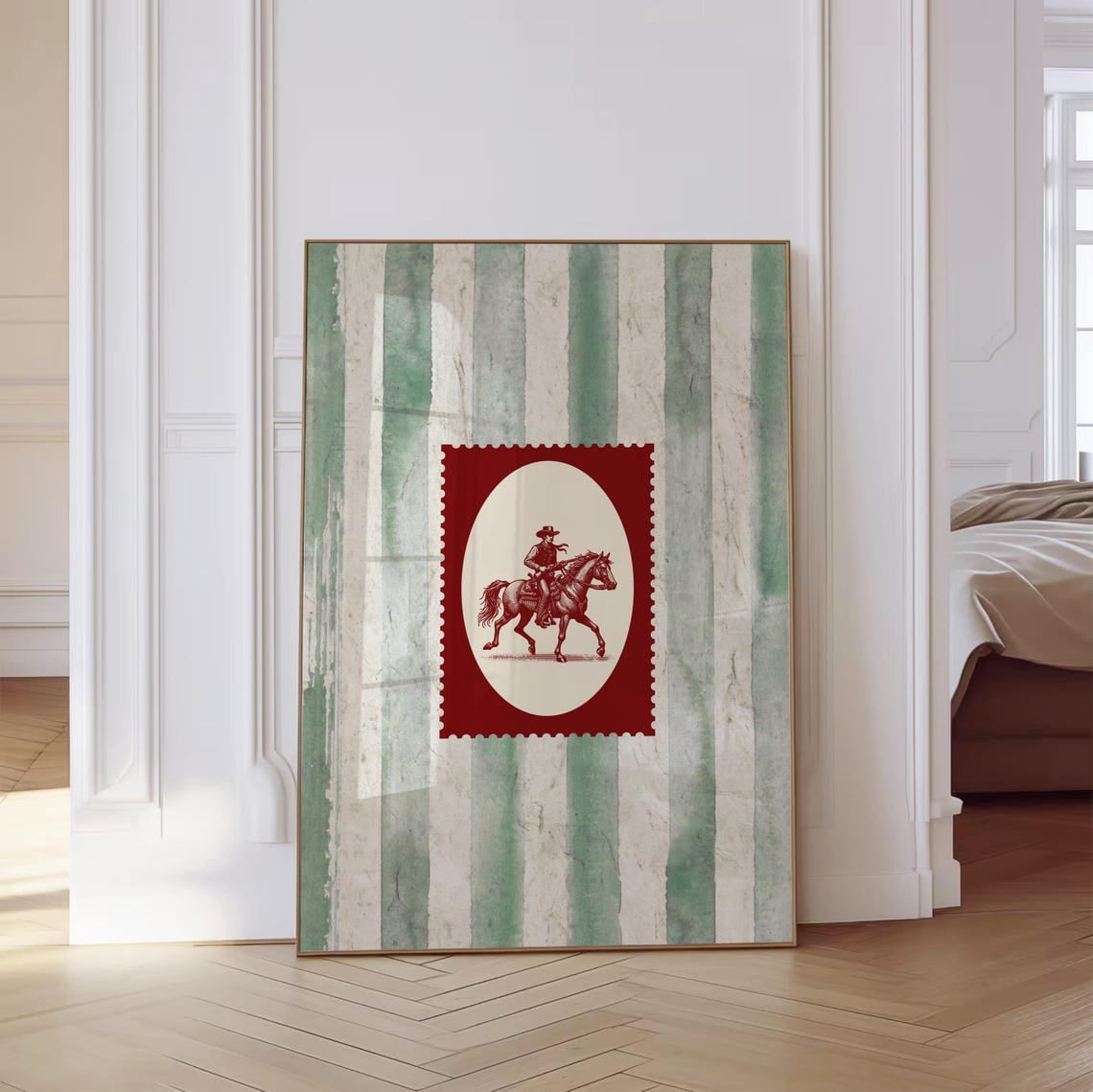 Vintage Green Striped Rodeo Poster Western Bedroom Poster Cowboy Wall ...