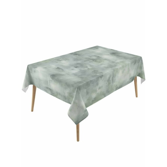 Vintage Green Table Cloth, Modern Abstract Art Oil Painting Waterproof Tablecloth for Rectangle Tables, Reusable Washable Fabric Table Cover for Restaurant Kitchen Dining Tables 54"x108"