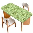 thumbnail image 1 of Vintage Green Table Cloths for 6 Foot Rectangle Tables, Retro Botanical Abstract Art Patio Waterproof Elastic Fitted Tablecloths, Washable Rectangular Table Cover for Camping, 1 of 8