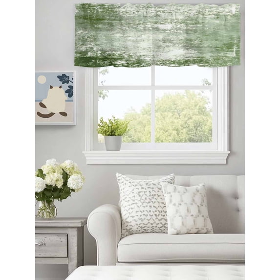 Vintage Green Texture Valances for Windows,Kitchen Valance Rod Pocket Short Curtain, Farm Retro Shabby Wall Art Valance Curtain Window Valances for Bedroom Bathroom Living Room 60x18in