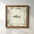 thumbnail image 1 of Vintage Green Toile Fish Print, Trendy Decor, Cottage, Nursery Wall Art, Modern Wall Decor, 30x30 UNFRAMED, 1 of 3