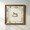thumbnail image 1 of Vintage Green Toile Rocking Horse Print, Trendy Decor, Cottage, Nursery Wall Art, Modern Wall Decor, 16x16 UNFRAMED, 1 of 3