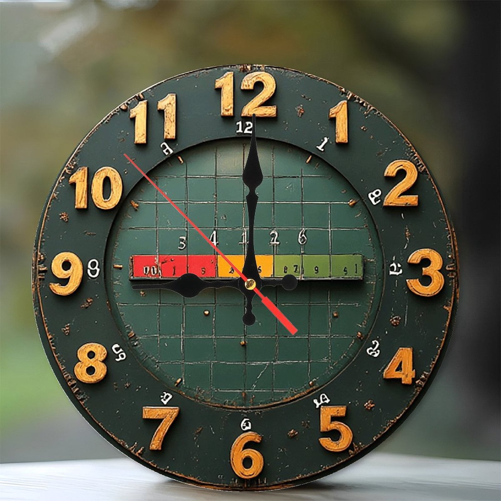 Vintage Green Wall Clock Retro Home Decor 10-Inch Silent Wooden Wall ...