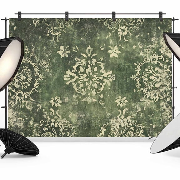 Vintage Green Yellow Backdrop for Photoshoot,Photography Photo Studio Background Wall Backdrop,Southwestern Geometric Abstract Art Back Drop Banner Panel for Portraits Wedding Live Streaming 12x8Ft