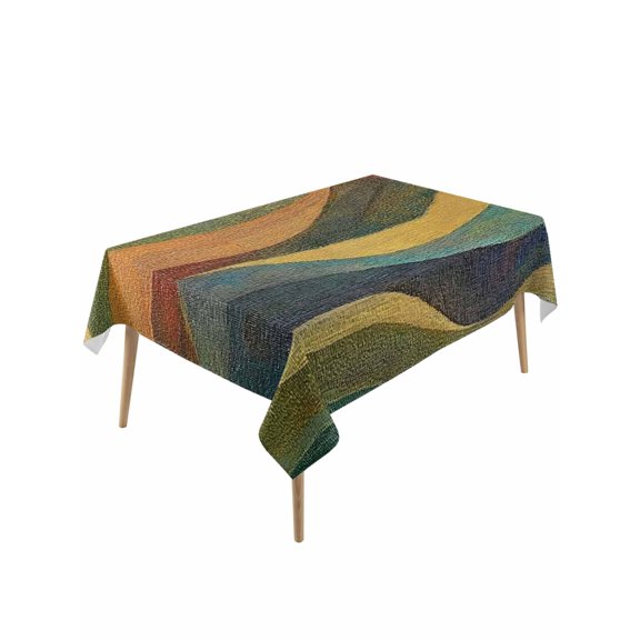 Vintage Green Yellow Table Cloth, Waterproof Tablecloth for Rectangle Tables, Farmhouse Retro Art Reusable Washable Fabric Table Cover for Restaurant Kitchen Dining Tables 60"x120"
