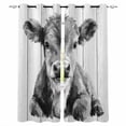 thumbnail image 1 of Vintage Grey Cow Blackout Curtains for Bedroom/Living Room, Wooden Retro Art Animals Thermal Insulated Kitchen Drapes with Grommets, Light Blocking Window Treatment, 2 Panels 52" x 96", 1 of 7