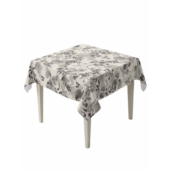 Vintage Grey Flower Table Cloth, Waterproof Tablecloth for Square Tables, Farmhouse Botanical Floral Retro Reusable Washable Fabric Table Cover for Restaurant Kitchen Dining Tables 60"x60"
