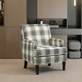 thumbnail image 1 of Vintage Grey Linen Accent Chair with Nailhead Trim | Upholstered Armchair for Living Room, Bedroom, Traditional Style Seating, 1 of 9