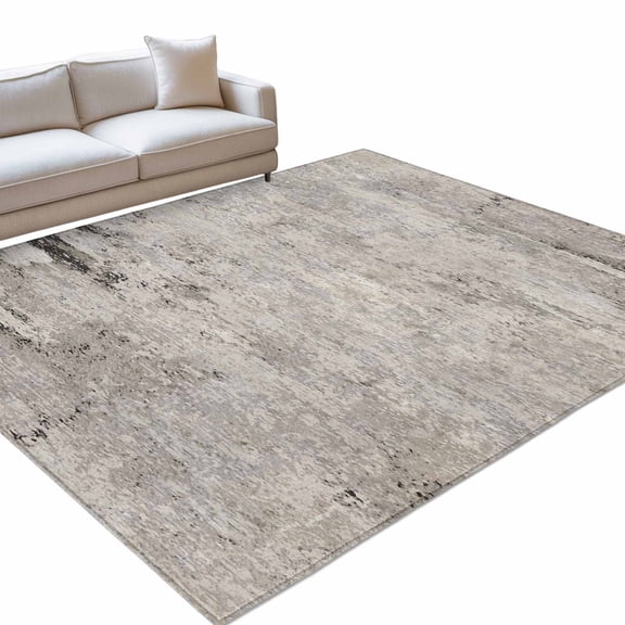 Vintage Grey Mottled 6x9ft Non Slip Area Rug Distressed Rough Surface Wall Texture Washable Soft Area Rugs for Living Room, Indoor Circle Carpet for Bedroom Dining Room Kitchen