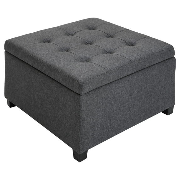 Vintage, Grey Ottoman - Soft Upholstered Seat - Under Window Seating - Relax and Store