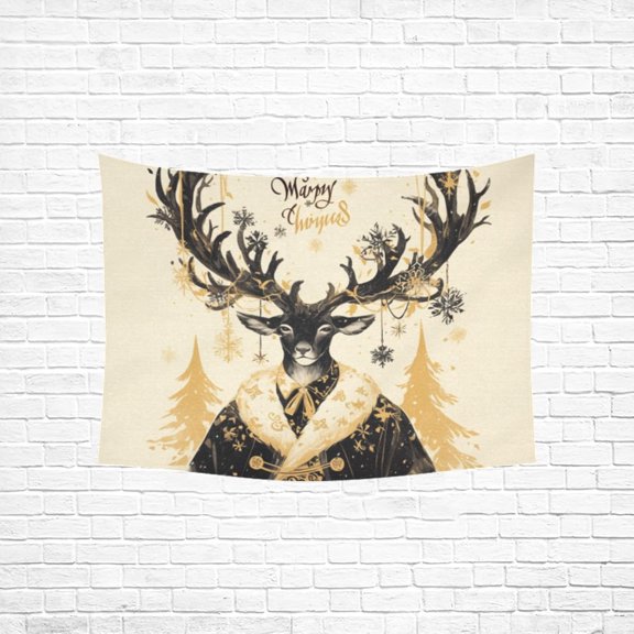 Vintage Grey Reindeer Aesthetic Tapestry Wall Art for Living Room Dorm 40x30 Inches