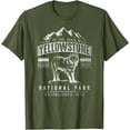 thumbnail image 1 of Vintage Grey Wolf Yellowstone National Park Unisex T-Shirt for Men Women Kids Toddler,Military Green Color,Size 2XL, 1 of 5