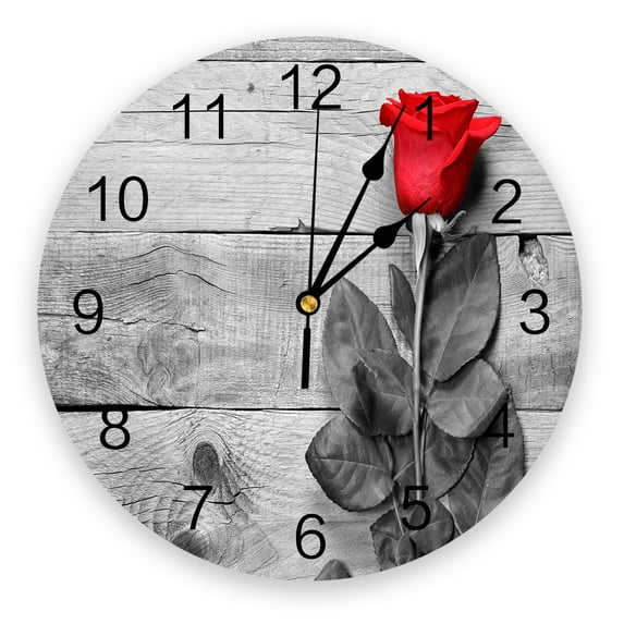 Vintage Grey Wooden Board Decorative Round Wall Clock Arabic Numerals Design Non Ticking Wall Clock Large For Bedrooms Bathroom(14 Inch)