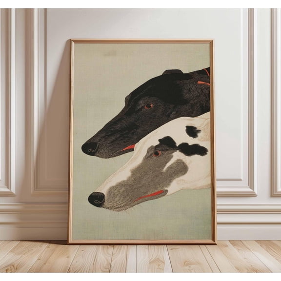 Vintage Greyhound Classic Dog Illustration, Retro Racing Pet Decor Animal Lovers Wall Art Print