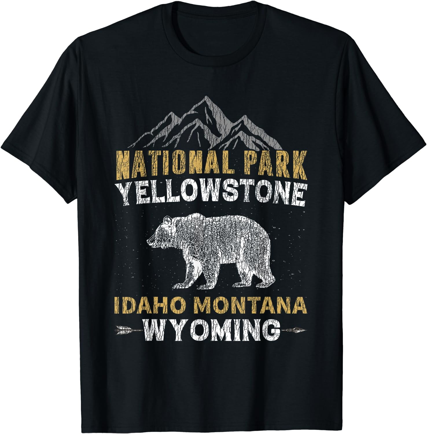 Vintage Grizzly Bear Hiking Camper Yellowstone National Park T-Shirt ...