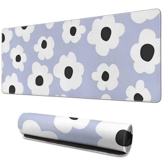 Vintage Groovy Flowers Desk Mat: Non-Slip Extended Gaming Mouse Pad Perfect for Office Work & Gaming, Durable Computer Keyboard Mat with Stitched Edges - Large & Stylish - 31.5x11.8 inches