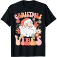 thumbnail image 1 of Vintage Groovy Santa Claus Christmas Vibes Womens Kids Girls T-Shirt, 1 of 3