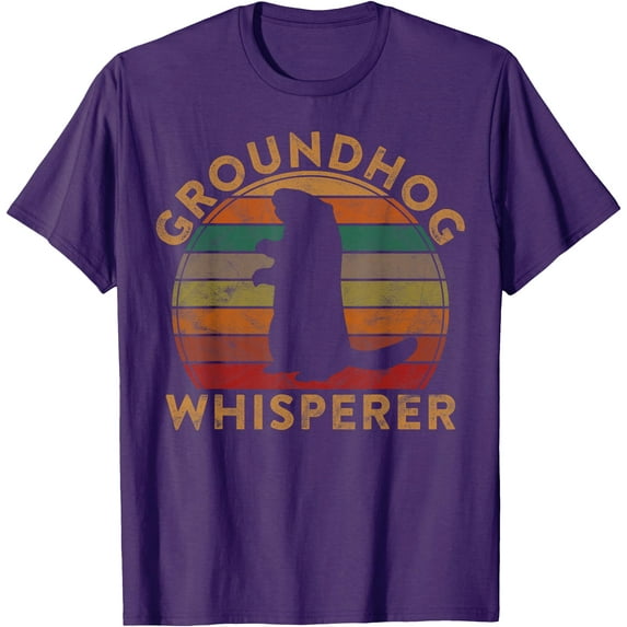 Vintage Groundhog Whisperer Silhouette Gift Ground Hog Day Softstyle Unisex T-Shirt,Purple Color,Size 3T