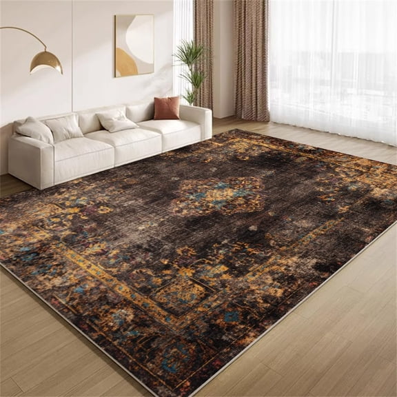 Vintage Grunge Area Rugs, Brown Rust Texture Carpet, Washable Non Slip Low Pile Soft Rug for Living Room Bedroom Study Decor Mat 2ftx3ft