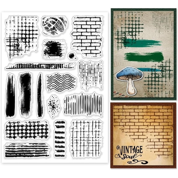 Vintage Grunge Texture Clear Stamps for Scrapbooking Brushwork Background Silicone Stamp Retor Texture Transparent Stamp for Card Making DIY Embossing Journaling diy