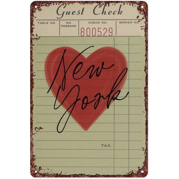 Vintage Guest Check Metal Tin Wall Sign 12x8 Inch Home Hallway Patio Bathroom Office Decor