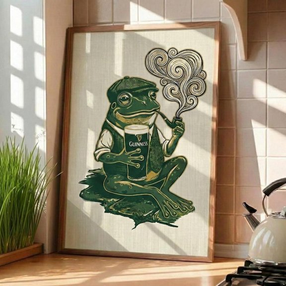 Vintage Guinness Frog Art Poster – Irish Pub Wall Decor Print 8x12 UNFRAMED