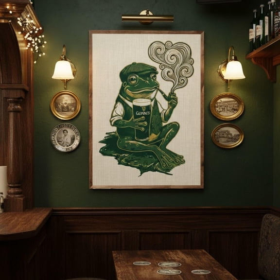 Vintage Guinness Poster, Retro Frog Print, Irish Pub Decor, Beer Wall Art |