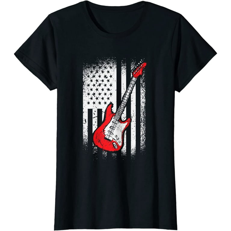 Vintage Electric Bass Guitar Usa American Flag T-Shirt Gift Vintage Electric Bass Guitar Usa American Flag T-Shirt Gift