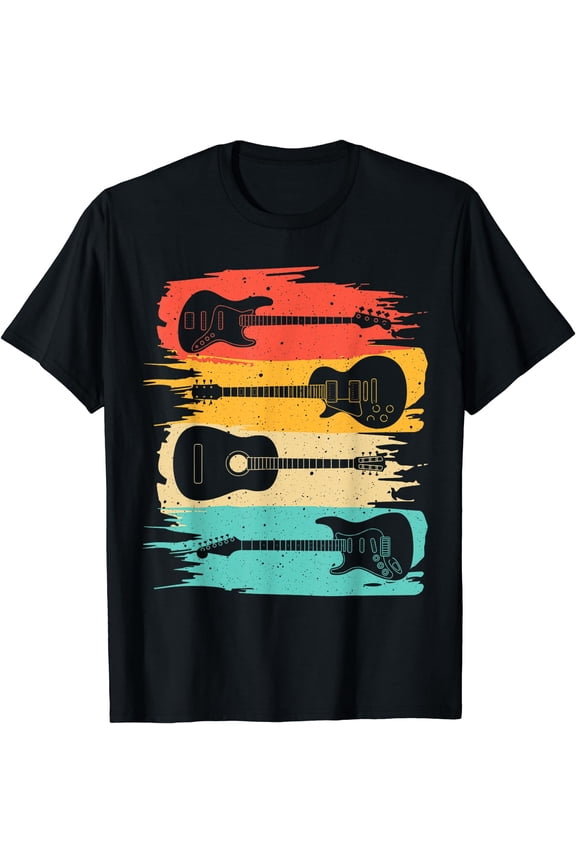 Vintage Guitar Gift For Men Women Music Band Guitarist Stuff T-Shirt Black X-Large