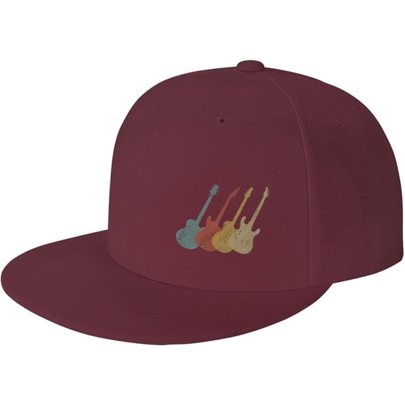 Vintage Guitar Lover Musician Baseball Cap for Men Or Women Flat Brim Hat Adjustable Black