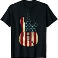 thumbnail image 1 of Vintage Guitarist American USA Flag Guitar 4th of July T-Shirt, 1 of 3