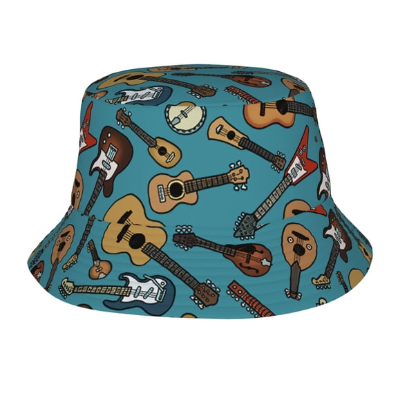 Vintage Guitars Bucket Hat Beach Sun Outdoor Cap Packable Fisherman Hat for Women and Men