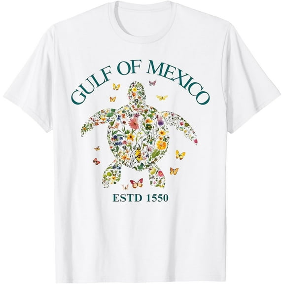 Vintage Gulf Of Mexico Est 1550 Floral Turtle T-Shirt