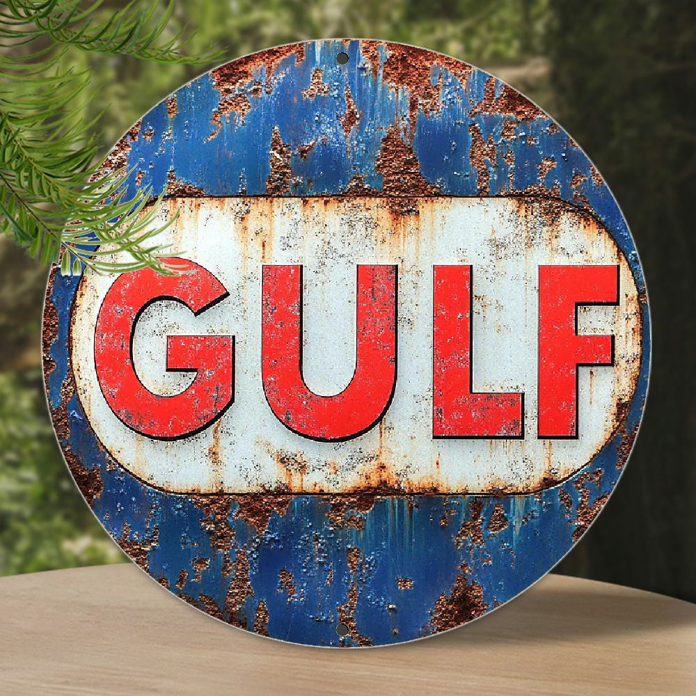 Gulf vintage sign ガレージ、店舗に！USAヴィンテージサイン Gulf Dealer Sign – Texas Trucks and Classics