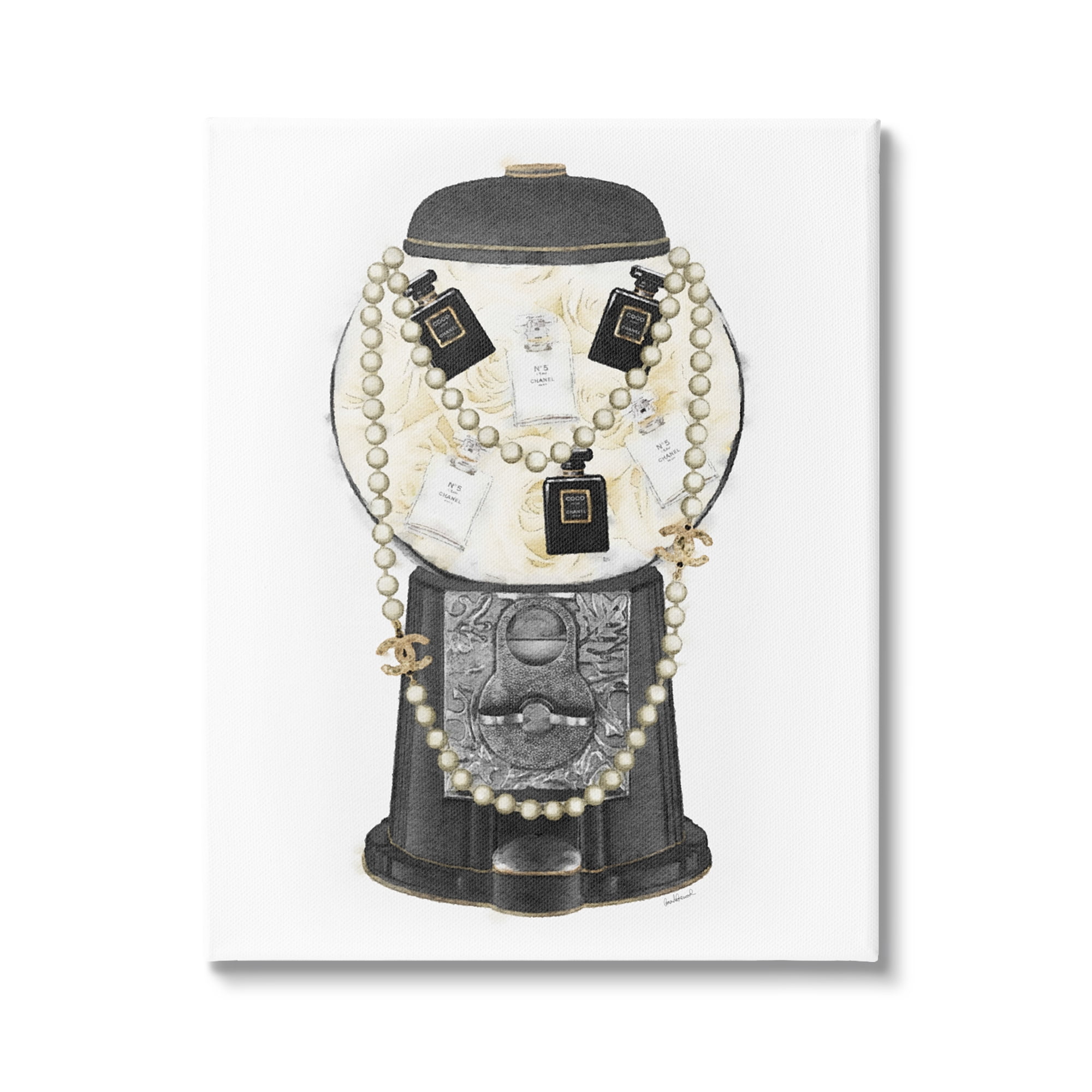 Vintage Gumball Machine Designer Perfume Necklace Accessories Beauty & Fashion Graphic Art Gallery-Wrapped Canvas Print Wall Art