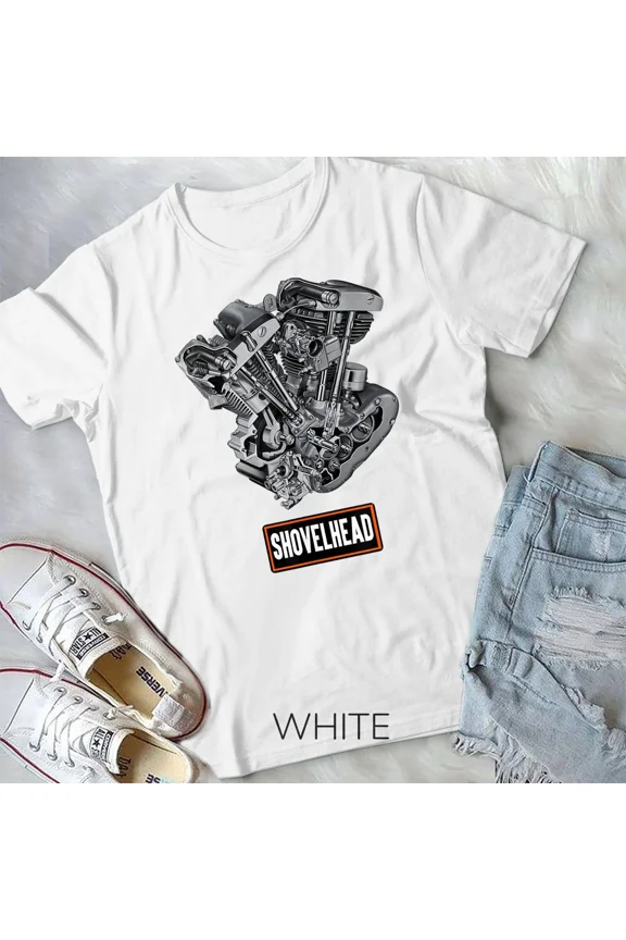 Vintage HD Motorcycle VTwin ShovelHead Engine Classic Biker Unisex Tshirt