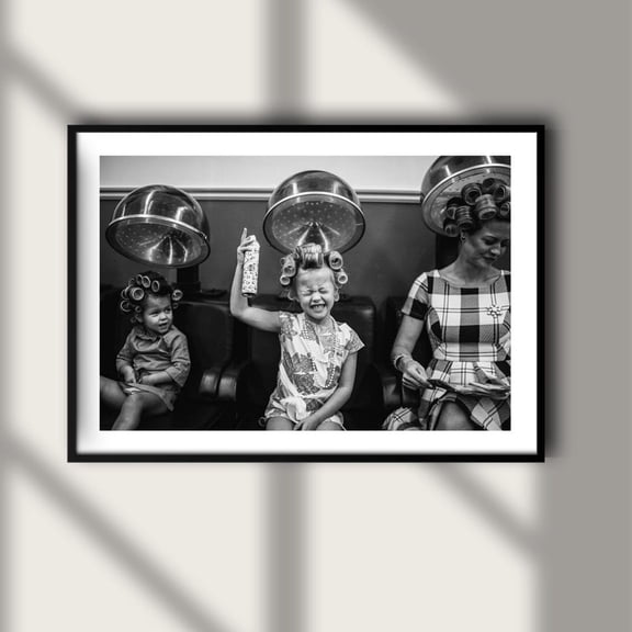 Vintage Hair Salon Poster, Girl Wall Art, Black And White Home Decor, Unframed Paper Poster 8x10in