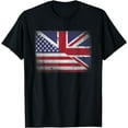 thumbnail image 1 of Vintage Half American Half British Flag Great Britain Usa T-Shirt mens t shirt，black，women，funny，misfits，men，journey, 1 of 4