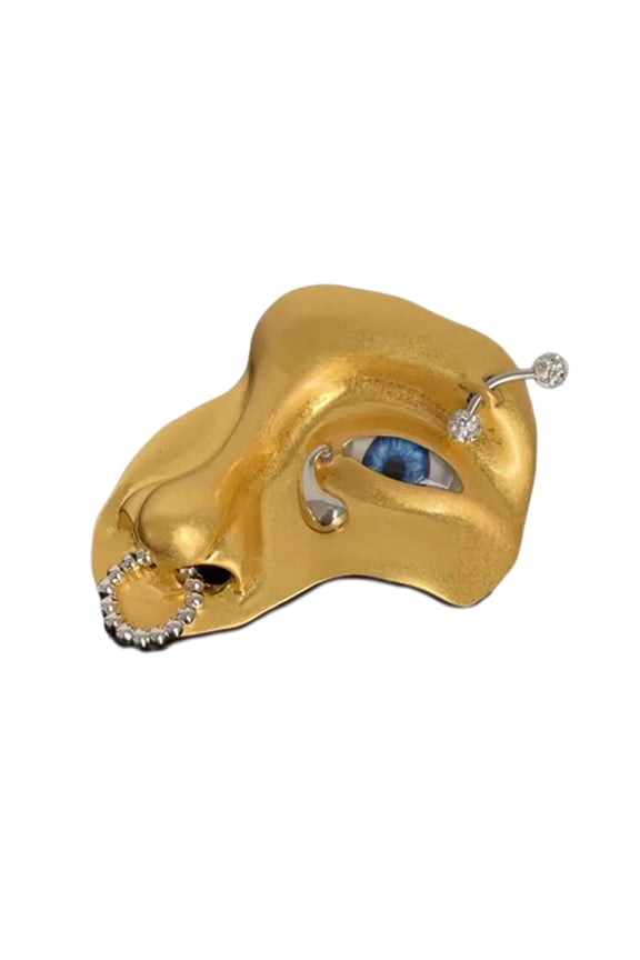 Vintage Half Face Brooch Lapel Pin Simple Sweater Brooches Orcs Mask Exaggerated Alloy Pin Jewelry for Women Man