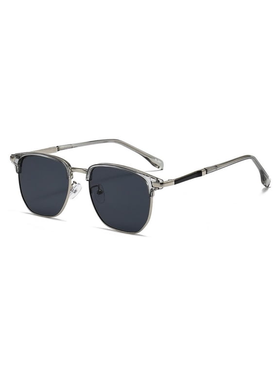 Vintage Half Frame Sunglasses for Women and Men Fashion Metal Sun Glasses UV400 Protection Eyewear Travel Driving Sunscreen Glasses